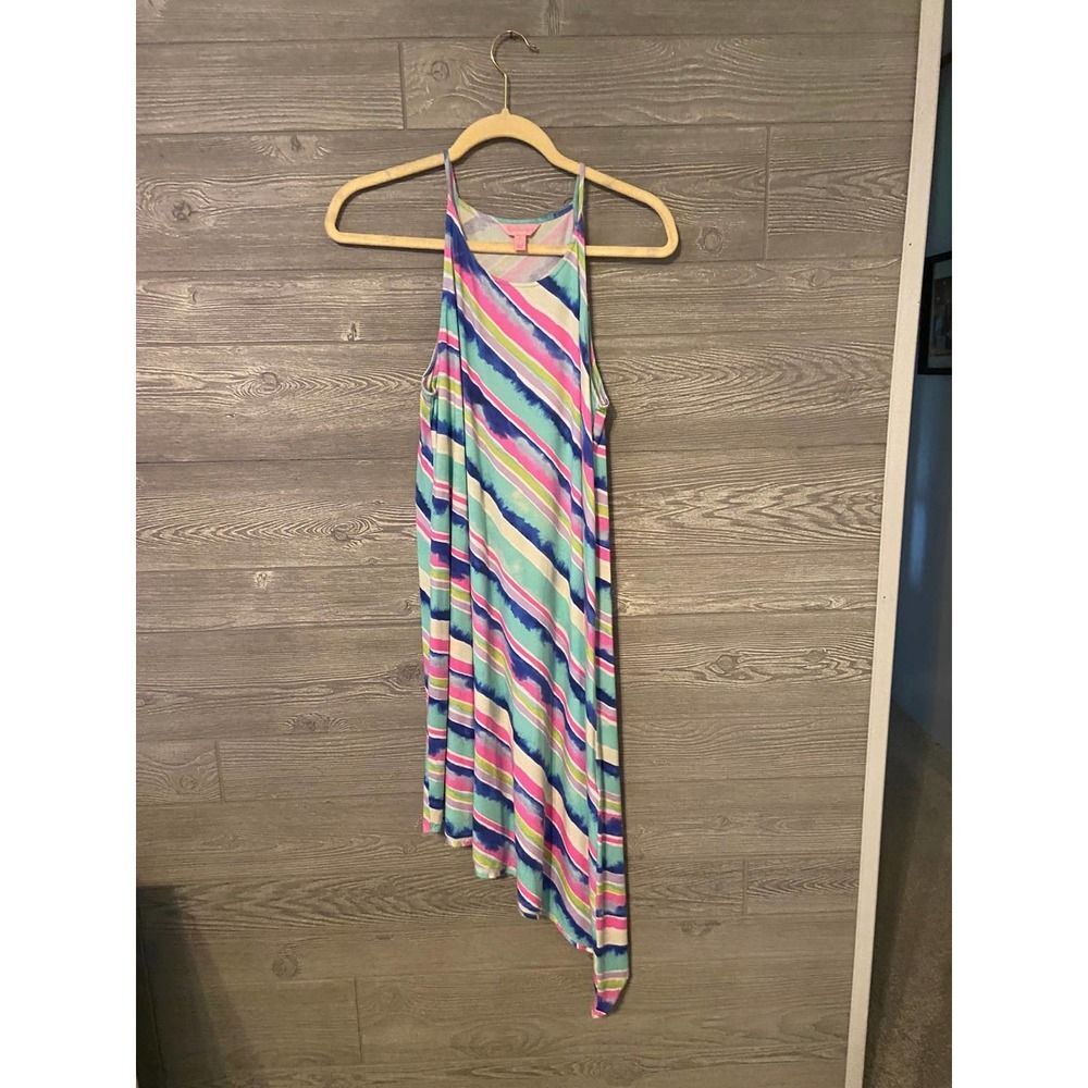 Lilly Pulitzer Tropical Stripe Asymmetrical Hem Tank Dress‎ Size S